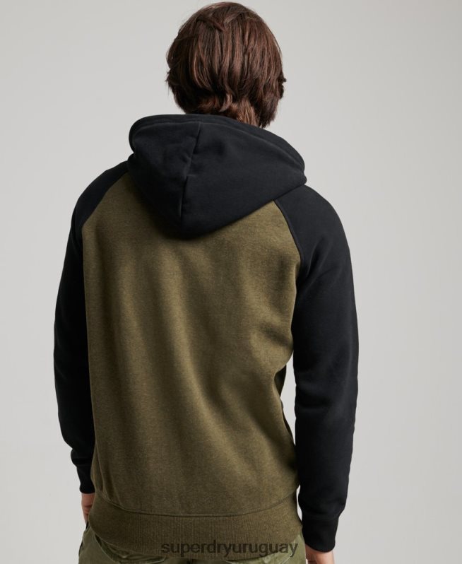 uy Superdry hombres sudadera con capucha y logo vintage bordado verde DT2N8Z723 ropa