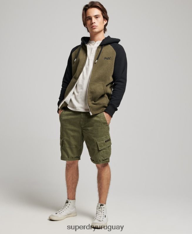 uy Superdry hombres sudadera con capucha y logo vintage bordado verde DT2N8Z723 ropa