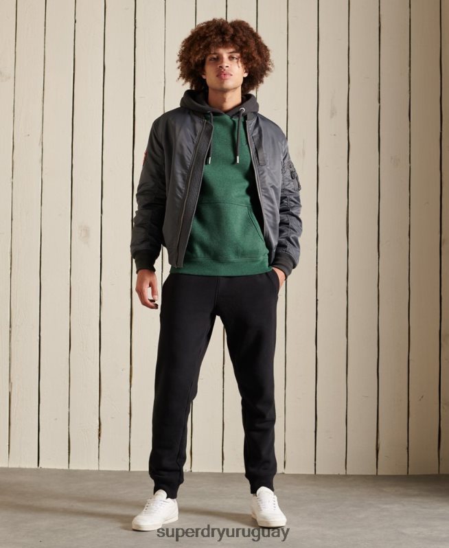 uy Superdry hombres sudadera con capucha y logo vintage bordado verde DT2N8Z833 ropa