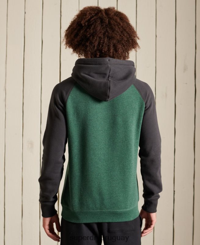 uy Superdry hombres sudadera con capucha y logo vintage bordado verde DT2N8Z833 ropa