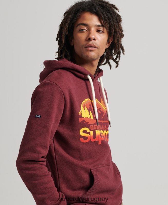 uy Superdry hombres sudadera con capucha y logo vintage core rojo DT2N8Z5009 ropa