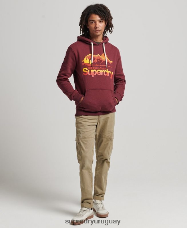 uy Superdry hombres sudadera con capucha y logo vintage core rojo DT2N8Z5009 ropa