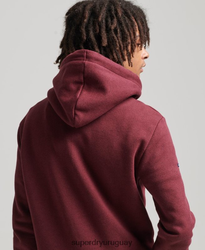 uy Superdry hombres sudadera con capucha y logo vintage core rojo DT2N8Z5009 ropa