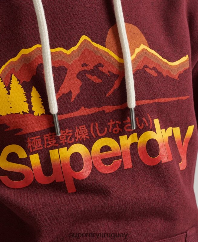 uy Superdry hombres sudadera con capucha y logo vintage core rojo DT2N8Z5009 ropa