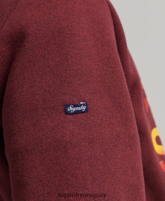 uy Superdry hombres sudadera con capucha y logo vintage core rojo DT2N8Z5009 ropa