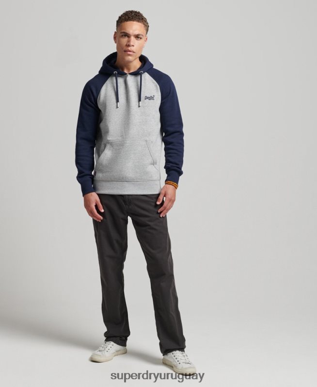 uy Superdry hombres sudadera con capucha y logo vintage de algodón orgánico gris DT2N8Z602 ropa