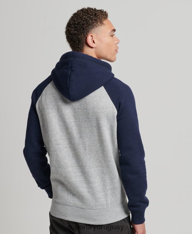 uy Superdry hombres sudadera con capucha y logo vintage de algodón orgánico gris DT2N8Z602 ropa