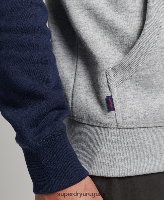 uy Superdry hombres sudadera con capucha y logo vintage de algodón orgánico gris DT2N8Z602 ropa