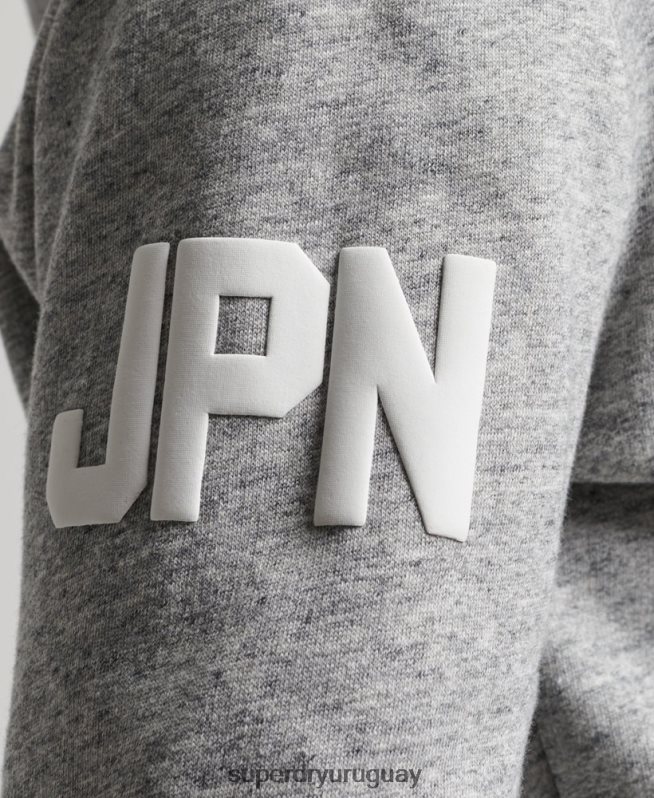 uy Superdry hombres sudadera con capucha y logo vintage de algodón orgánico gris DT2N8Z686 ropa
