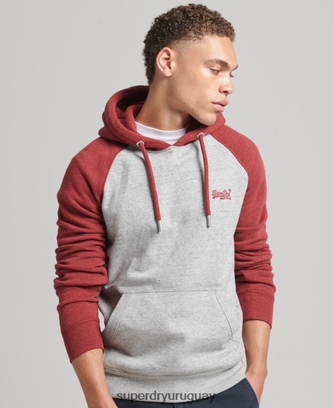 uy Superdry hombres sudadera con capucha y logo vintage de algodón orgánico gris claro DT2N8Z548 ropa