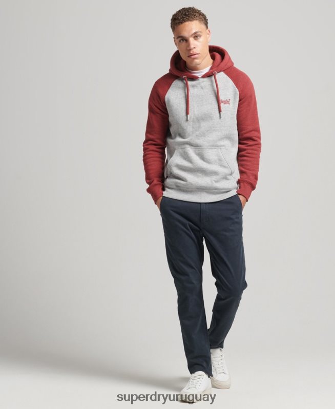 uy Superdry hombres sudadera con capucha y logo vintage de algodón orgánico gris claro DT2N8Z548 ropa