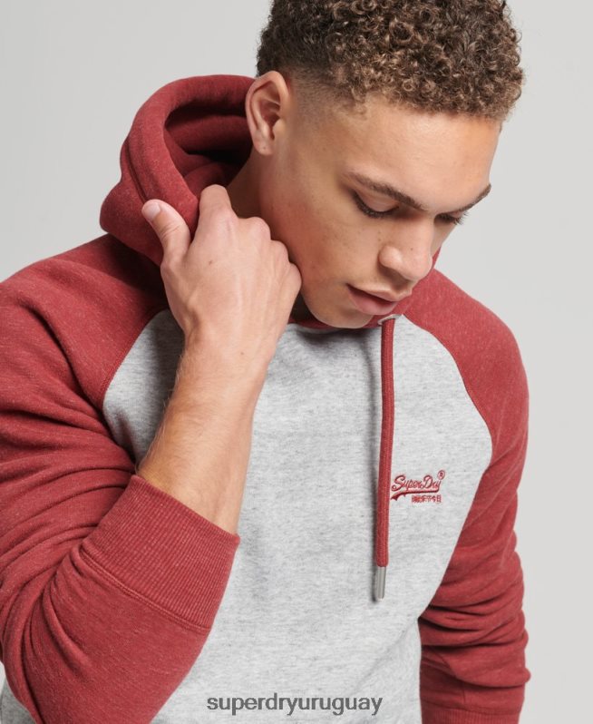 uy Superdry hombres sudadera con capucha y logo vintage de algodón orgánico gris claro DT2N8Z548 ropa
