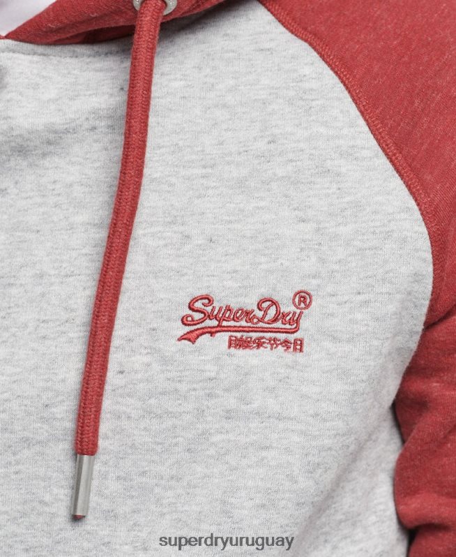 uy Superdry hombres sudadera con capucha y logo vintage de algodón orgánico gris claro DT2N8Z548 ropa
