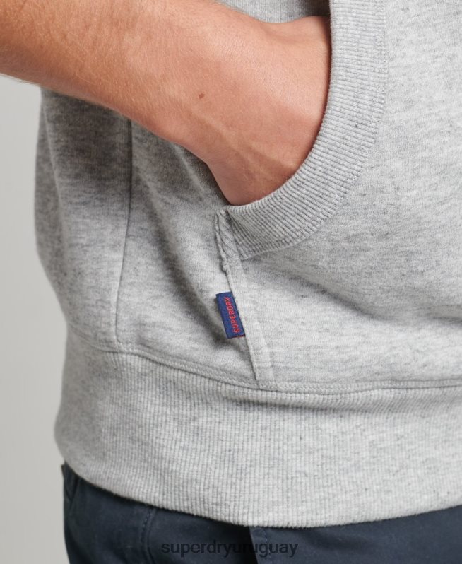 uy Superdry hombres sudadera con capucha y logo vintage de algodón orgánico gris claro DT2N8Z548 ropa