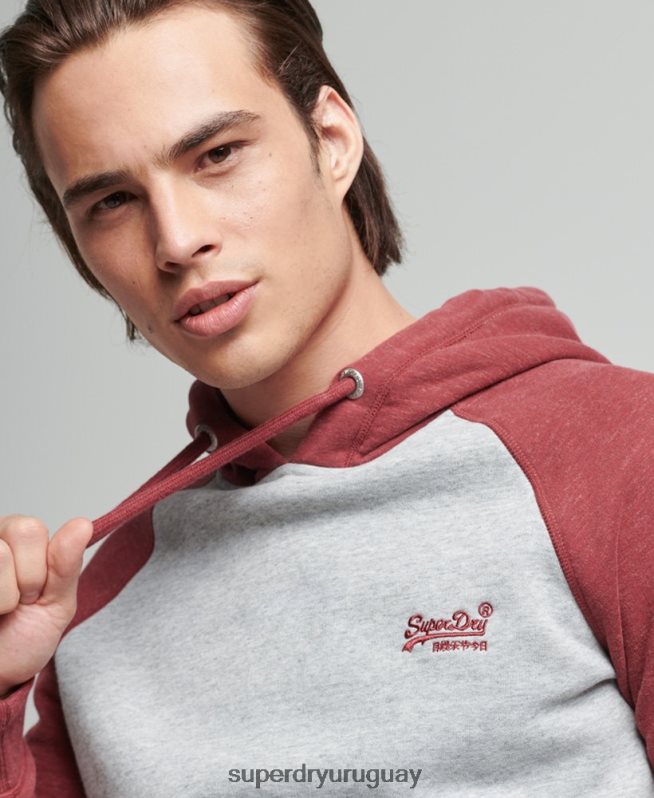 uy Superdry hombres sudadera con capucha y logo vintage de algodón orgánico gris claro DT2N8Z746 ropa
