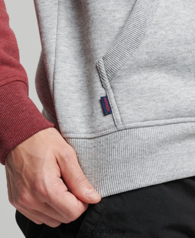 uy Superdry hombres sudadera con capucha y logo vintage de algodón orgánico gris claro DT2N8Z746 ropa