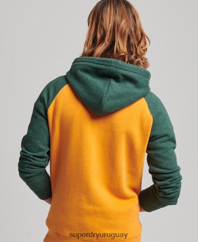 uy Superdry hombres sudadera con capucha y logo vintage de algodón orgánico oro DT2N8Z820 ropa