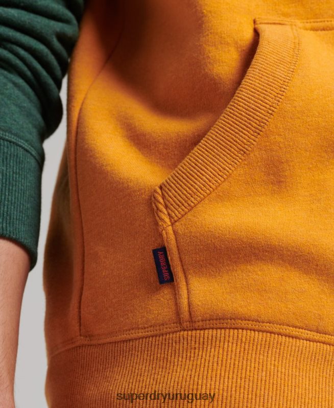uy Superdry hombres sudadera con capucha y logo vintage de algodón orgánico oro DT2N8Z820 ropa