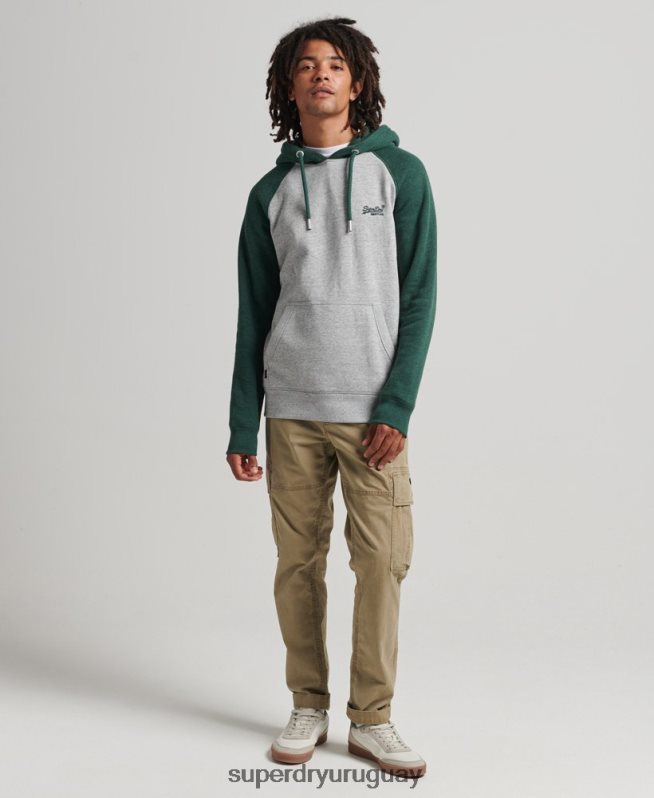 uy Superdry hombres sudadera con capucha y logo vintage de algodón orgánico verde DT2N8Z547 ropa