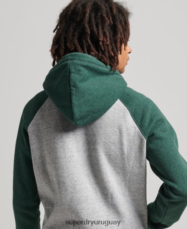 uy Superdry hombres sudadera con capucha y logo vintage de algodón orgánico verde DT2N8Z547 ropa
