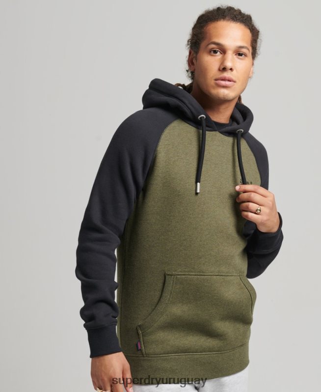 uy Superdry hombres sudadera con capucha y logo vintage de algodón orgánico verde DT2N8Z696 ropa