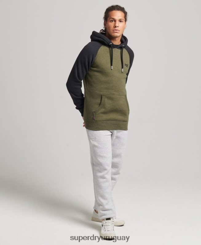 uy Superdry hombres sudadera con capucha y logo vintage de algodón orgánico verde DT2N8Z696 ropa