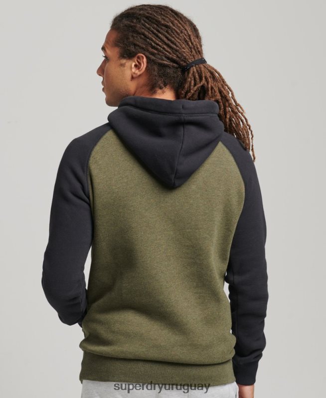 uy Superdry hombres sudadera con capucha y logo vintage de algodón orgánico verde DT2N8Z696 ropa