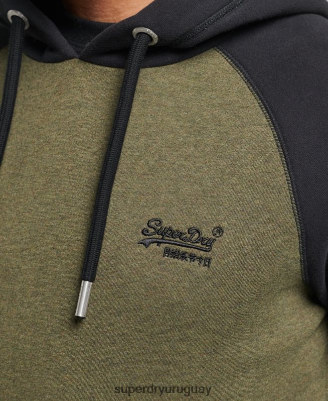 uy Superdry hombres sudadera con capucha y logo vintage de algodón orgánico verde DT2N8Z696 ropa