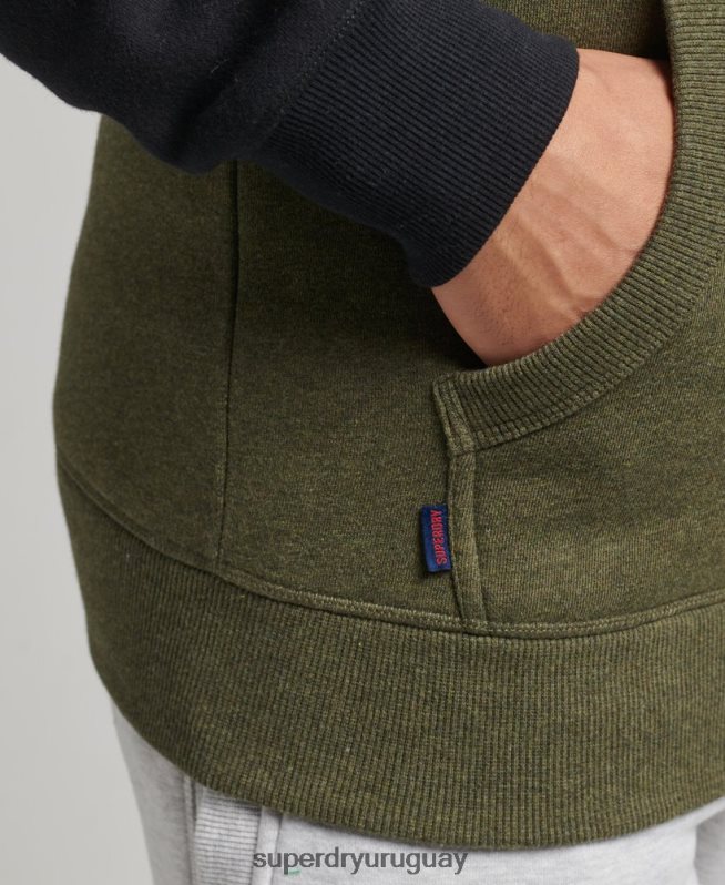 uy Superdry hombres sudadera con capucha y logo vintage de algodón orgánico verde DT2N8Z696 ropa