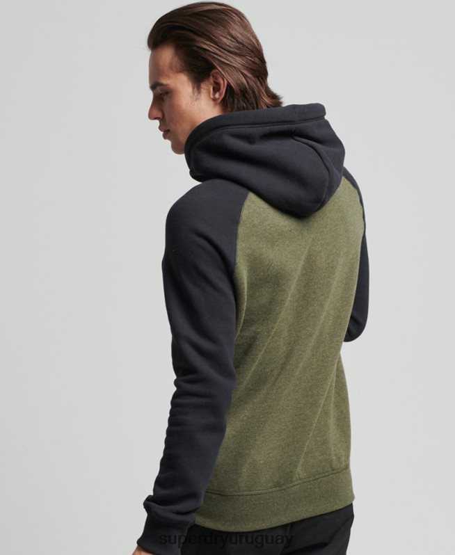 uy Superdry hombres sudadera con capucha y logo vintage de algodón orgánico verde DT2N8Z745 ropa