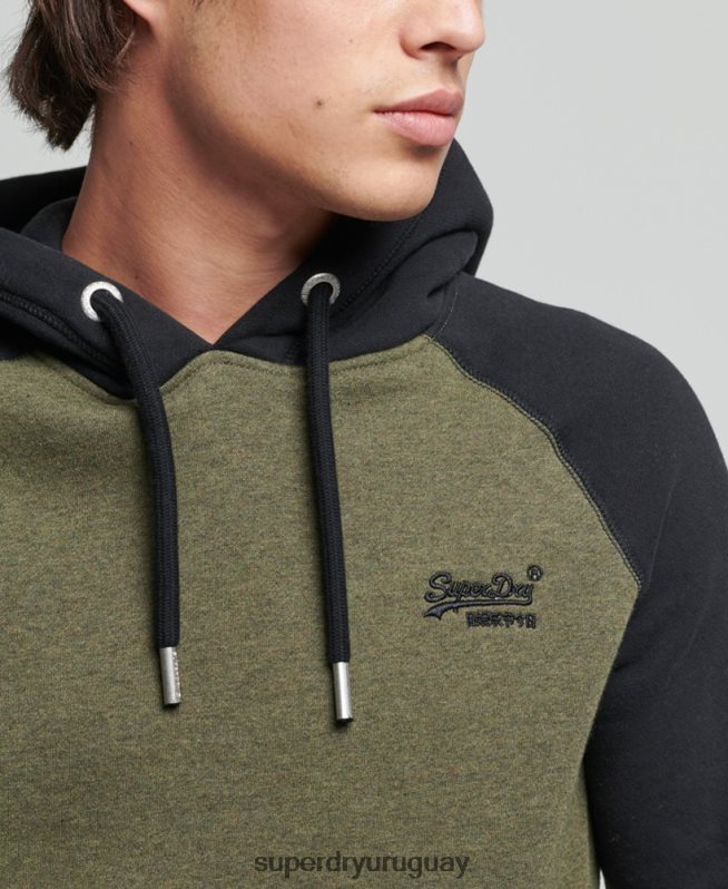 uy Superdry hombres sudadera con capucha y logo vintage de algodón orgánico verde DT2N8Z745 ropa