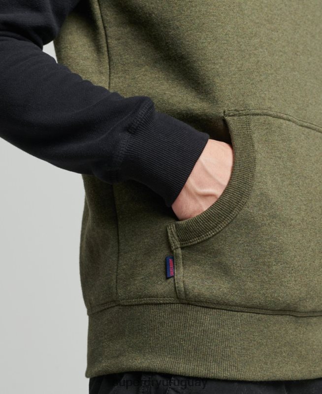 uy Superdry hombres sudadera con capucha y logo vintage de algodón orgánico verde DT2N8Z745 ropa