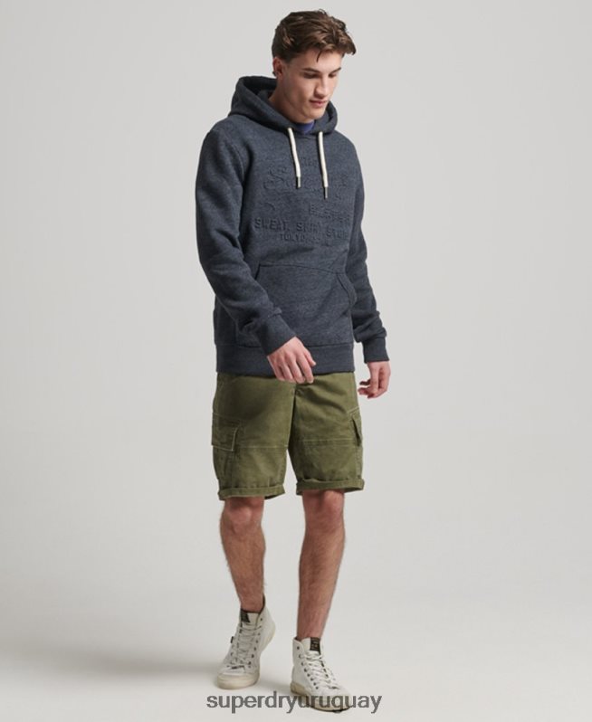 uy Superdry hombres sudadera con capucha y logo vintage en relieve Armada DT2N8Z767 ropa