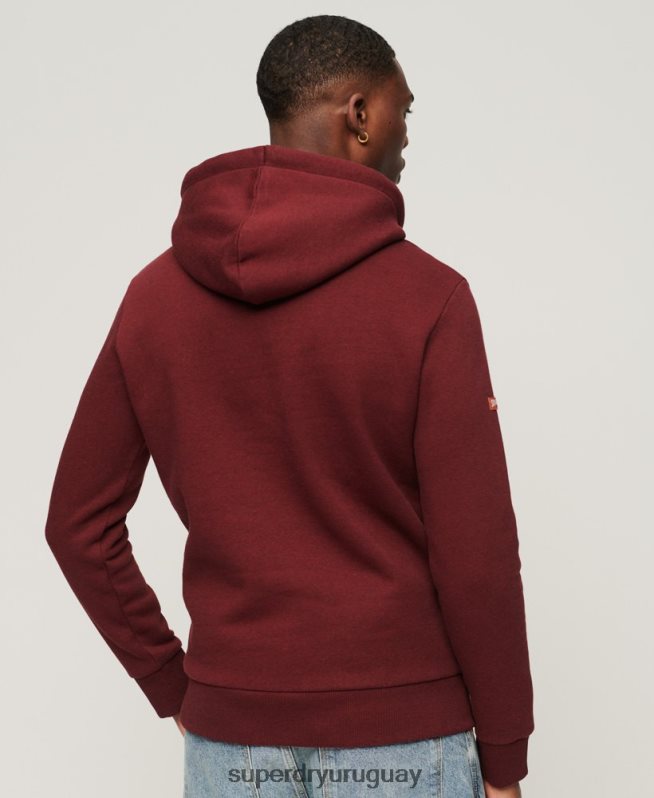 uy Superdry hombres sudadera con capucha y logo vintage en relieve rojo DT2N8Z533 ropa