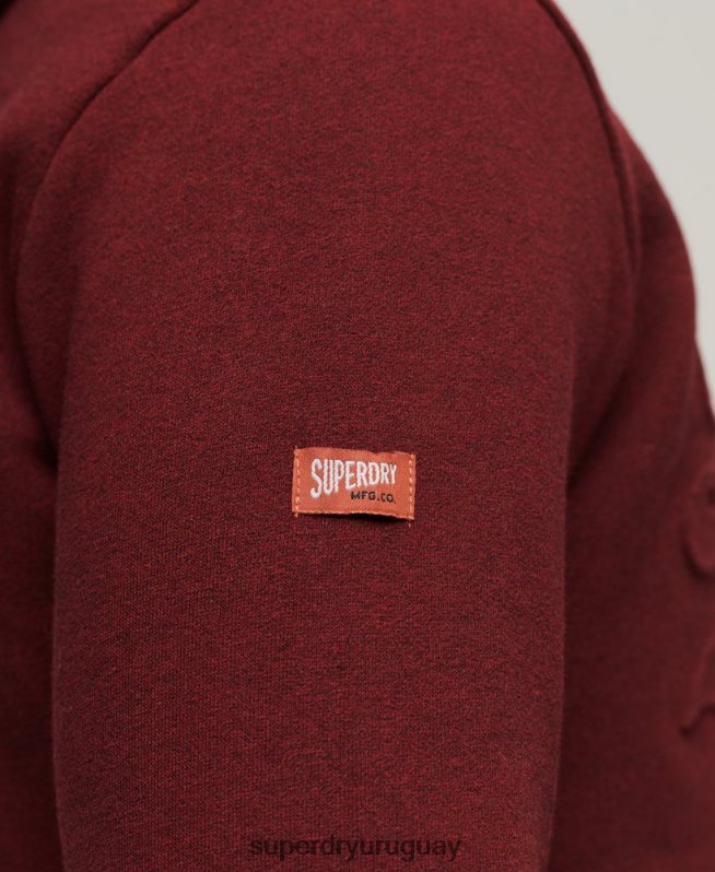 uy Superdry hombres sudadera con capucha y logo vintage en relieve rojo DT2N8Z533 ropa