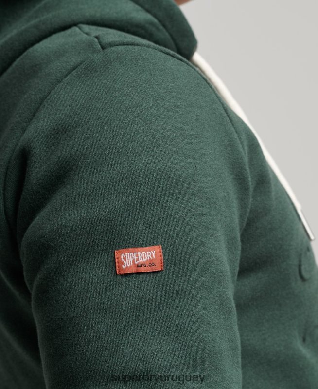 uy Superdry hombres sudadera con capucha y logo vintage en relieve verde DT2N8Z546 ropa