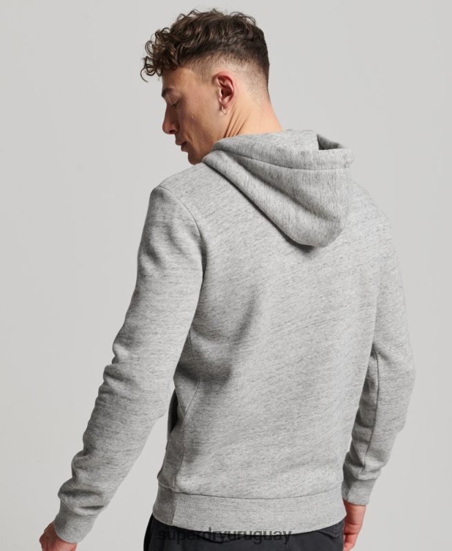 uy Superdry hombres sudadera con capucha y logo vintage gris DT2N8Z515 ropa