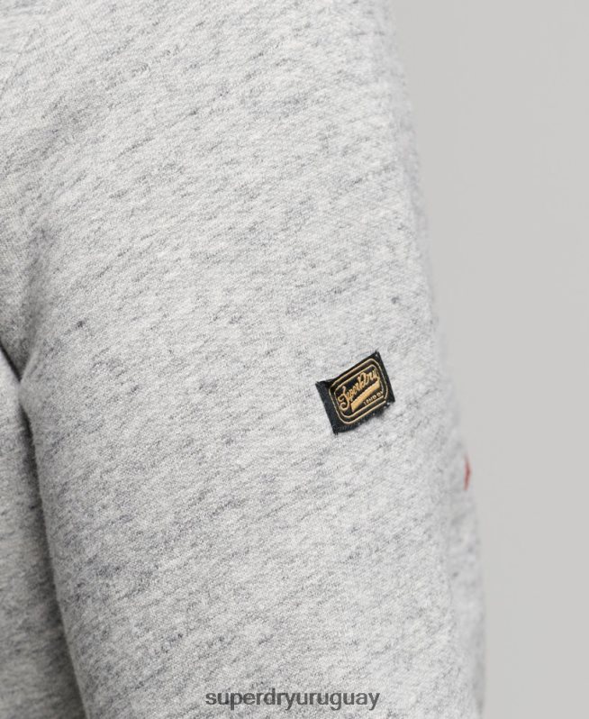 uy Superdry hombres sudadera con capucha y logo vintage gris DT2N8Z515 ropa