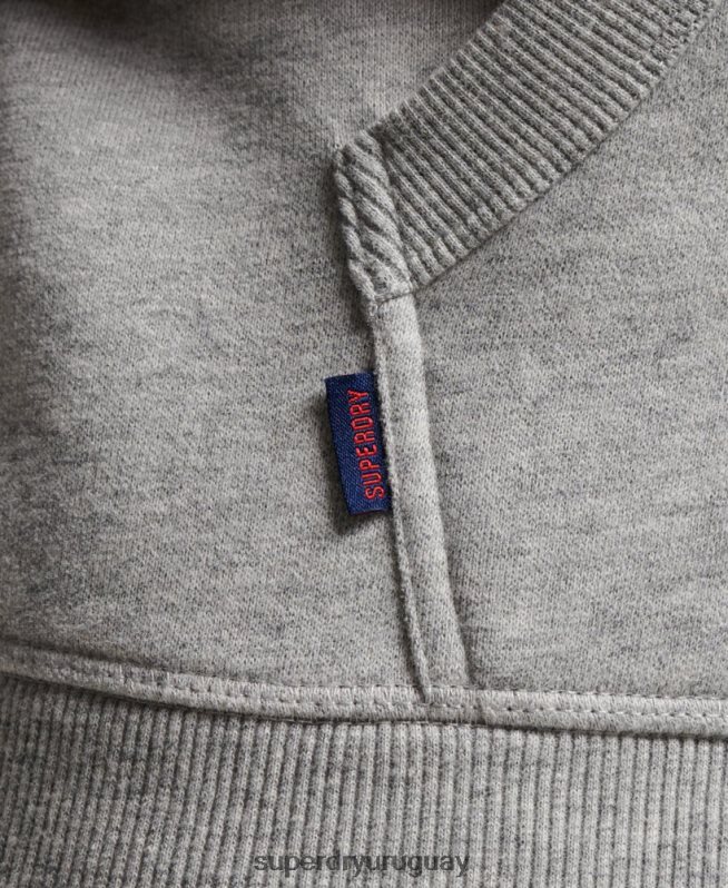 uy Superdry hombres sudadera con capucha y logo vintage gris DT2N8Z689 ropa