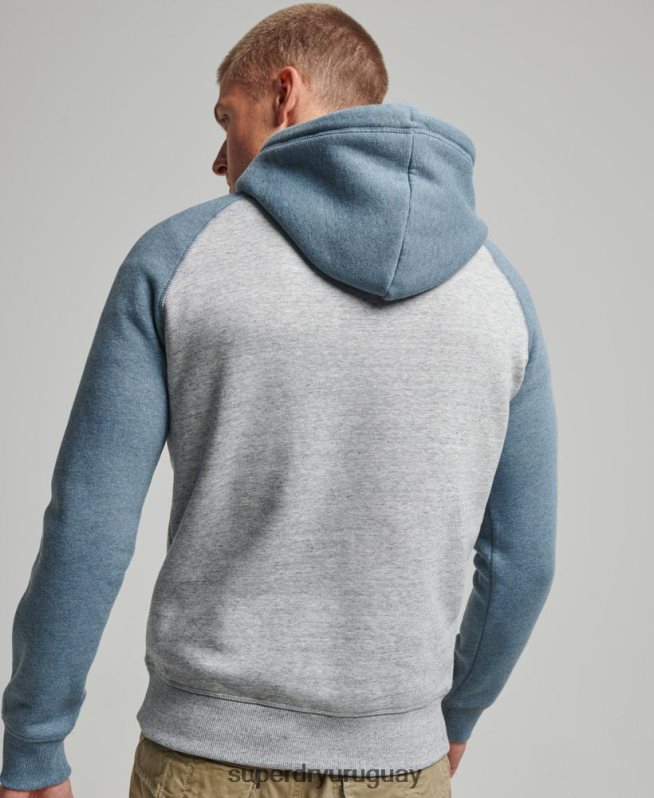 uy Superdry hombres sudadera con capucha y logo vintage gris DT2N8Z766 ropa