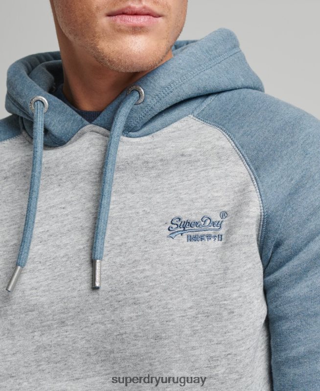 uy Superdry hombres sudadera con capucha y logo vintage gris DT2N8Z766 ropa