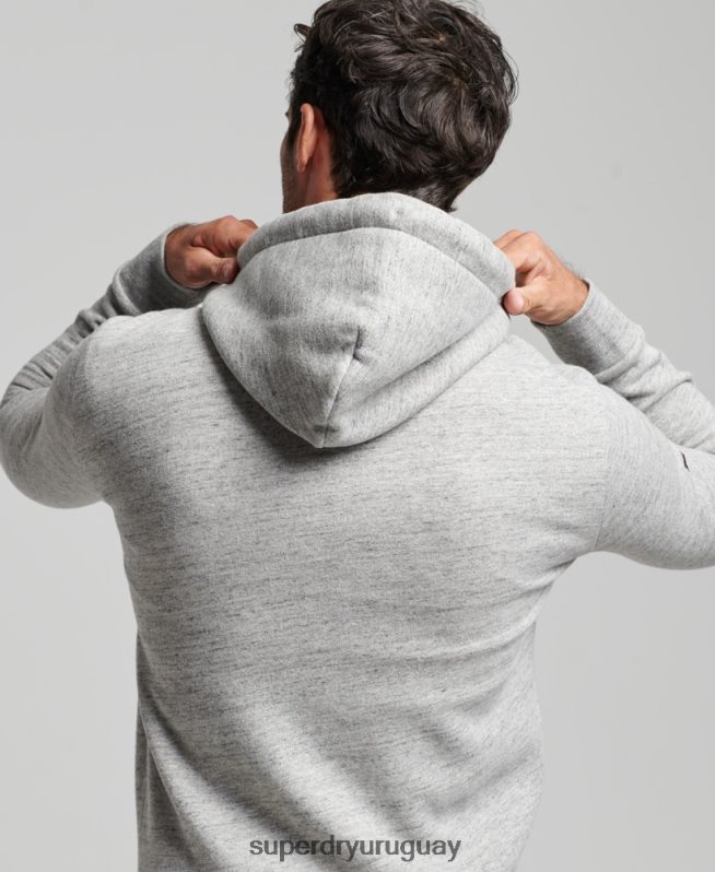 uy Superdry hombres sudadera con capucha y logo vintage gris DT2N8Z789 ropa