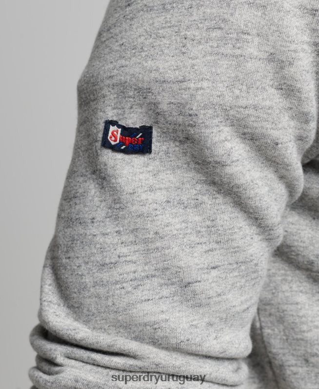 uy Superdry hombres sudadera con capucha y logo vintage gris DT2N8Z789 ropa