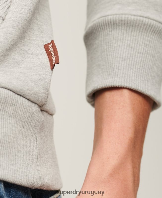 uy Superdry hombres sudadera con capucha y logo vintage gris DT2N8Z855 ropa