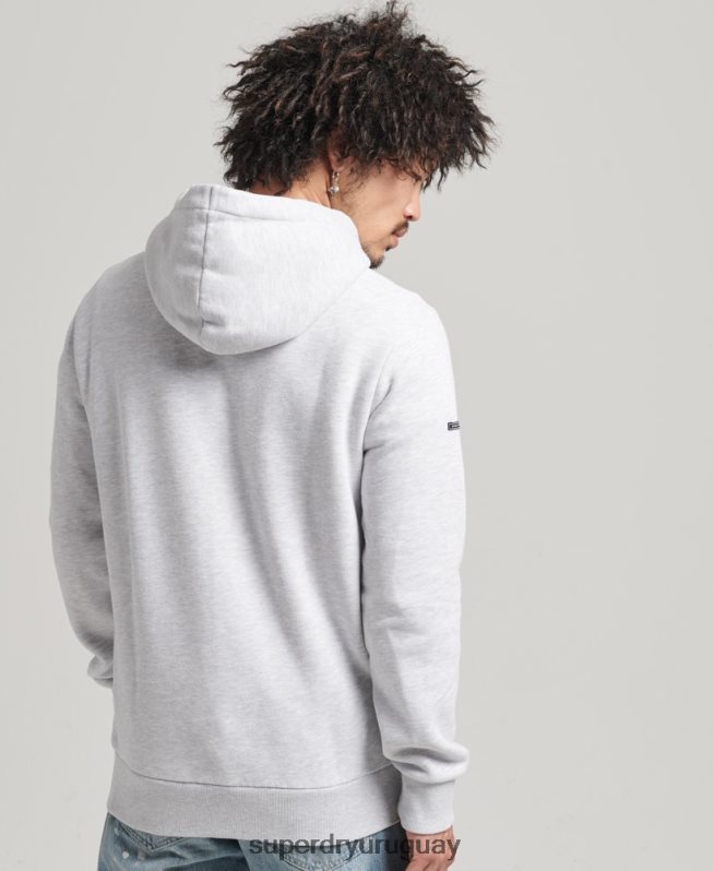 uy Superdry hombres sudadera con capucha y logo vintage gris claro DT2N8Z5082 ropa