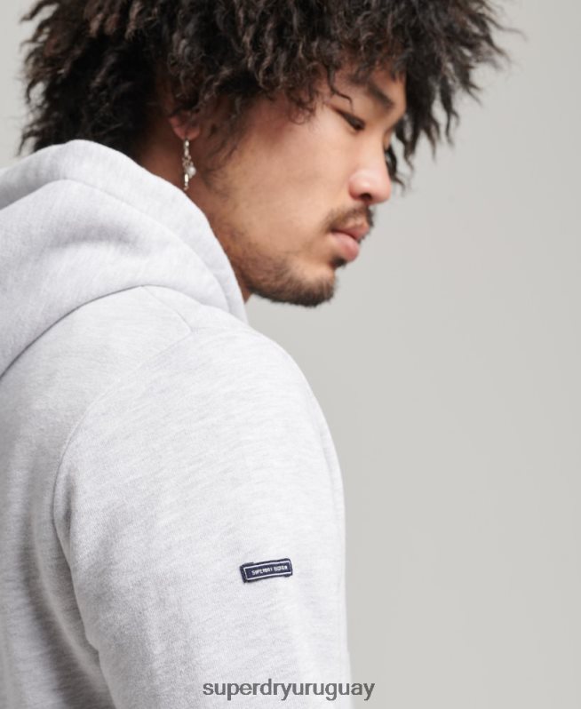 uy Superdry hombres sudadera con capucha y logo vintage gris claro DT2N8Z5082 ropa