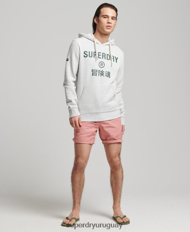 uy Superdry hombres sudadera con capucha y logo vintage gris claro DT2N8Z5184 ropa