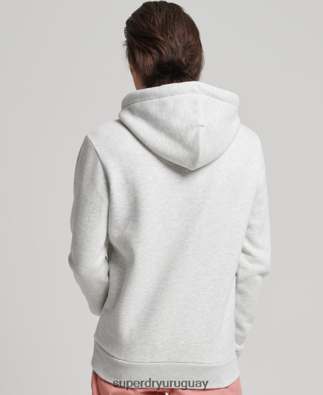 uy Superdry hombres sudadera con capucha y logo vintage gris claro DT2N8Z5184 ropa