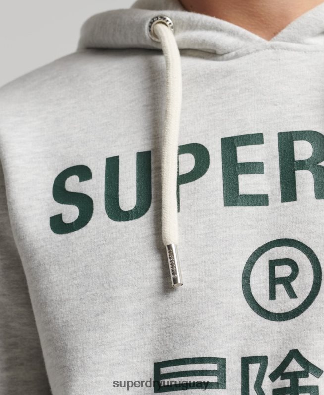 uy Superdry hombres sudadera con capucha y logo vintage gris claro DT2N8Z5184 ropa