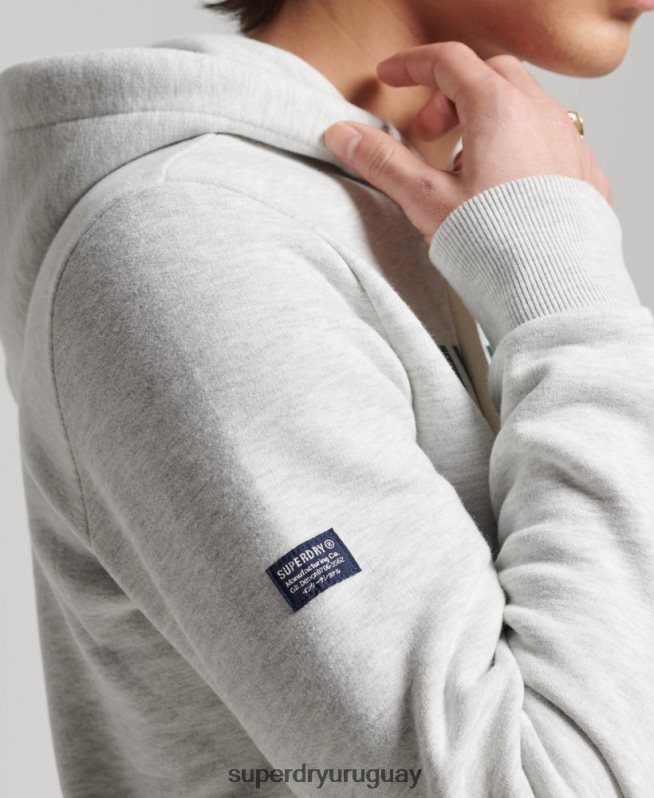 uy Superdry hombres sudadera con capucha y logo vintage gris claro DT2N8Z5184 ropa